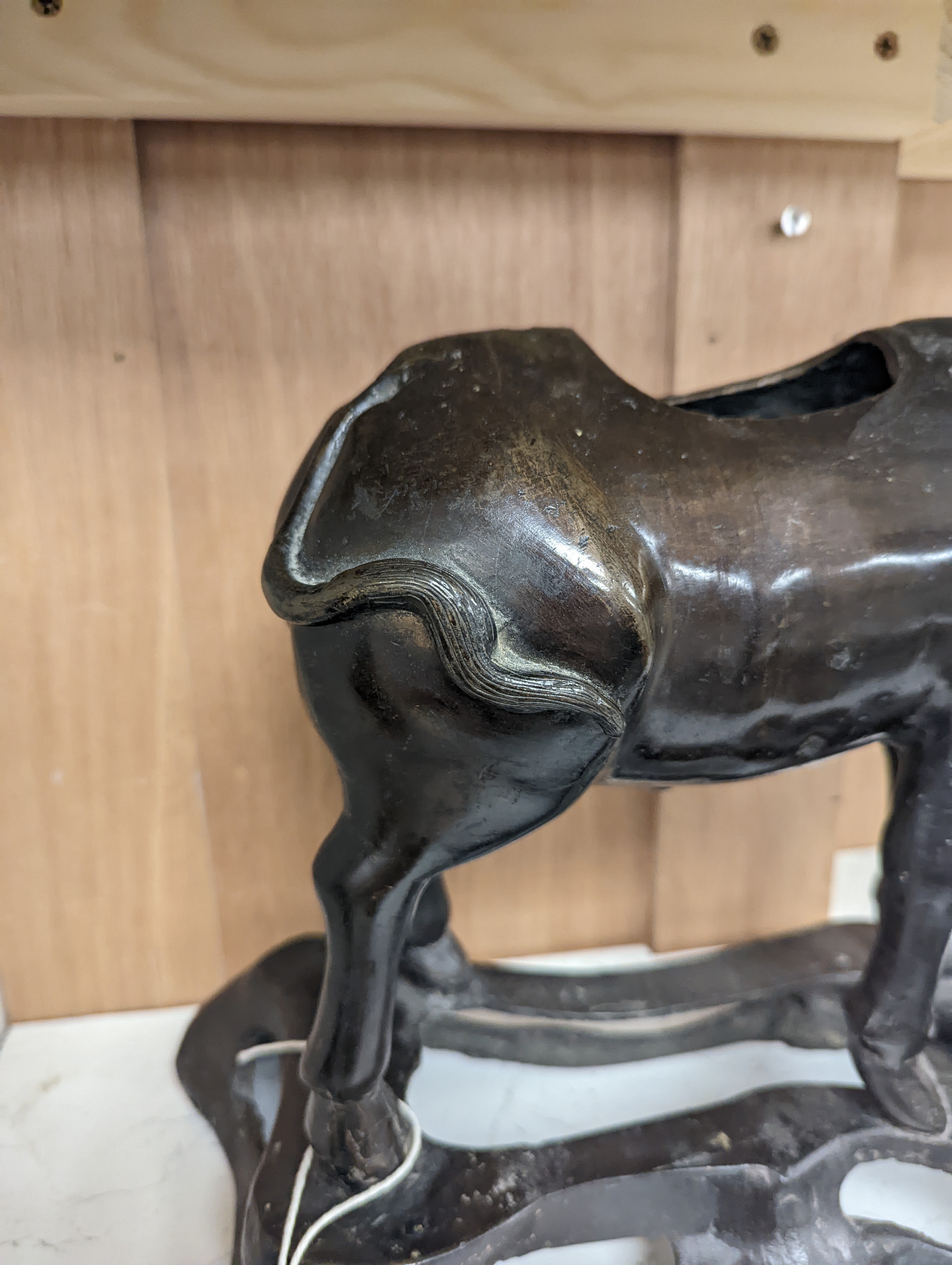 A Chinese bronze buffalo censer, Ming dynasty, - no cover 26cm